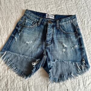 ONE TEASPOON Hawks Relaxed Fit Denim Cutoffs Jean Shorts 25